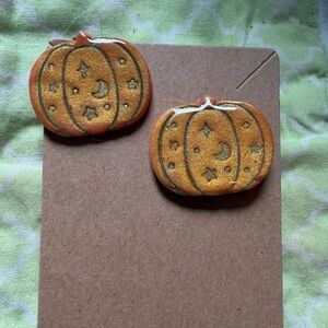 Pumpkin Shaped Handmade Polymer Clay Earrings